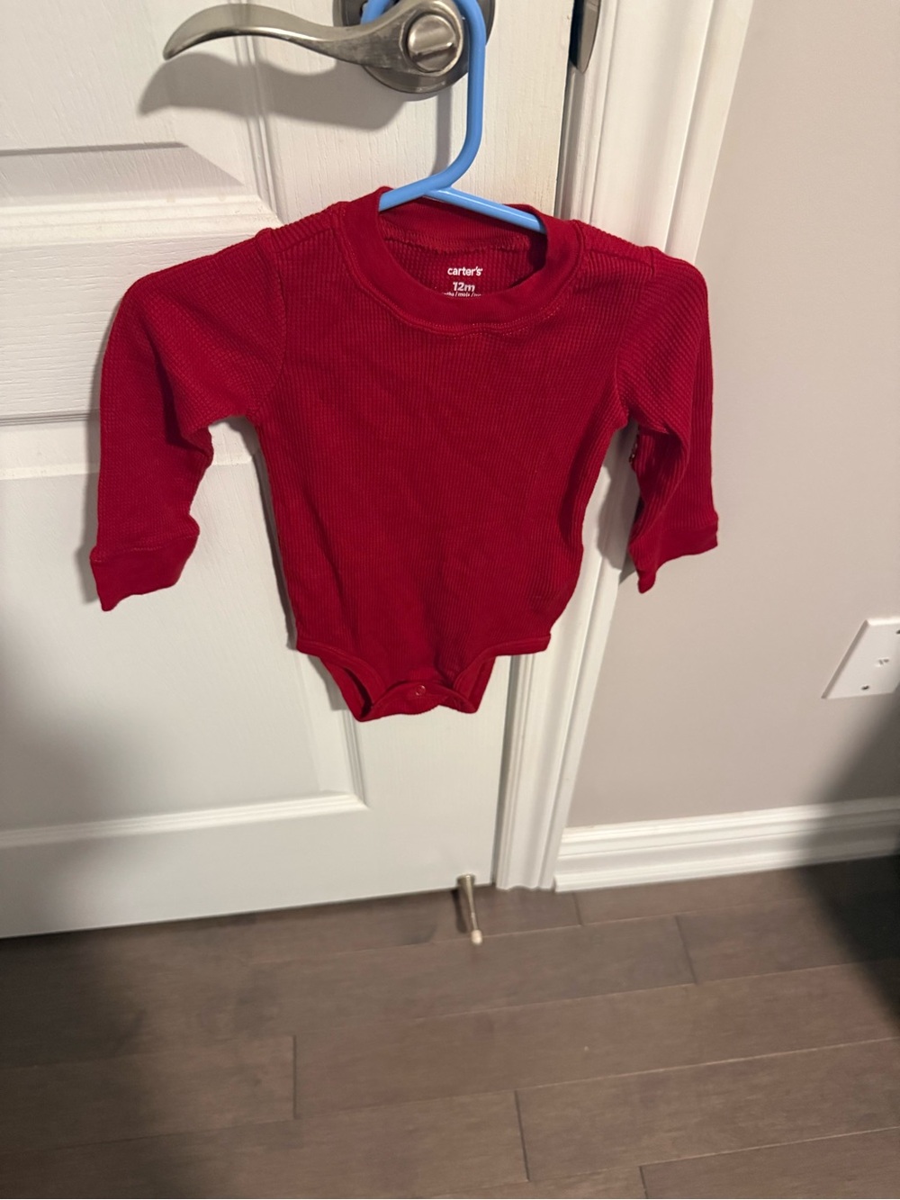 Carter's Bright Red Ribbed Long-Sleeve Baby One-Piece